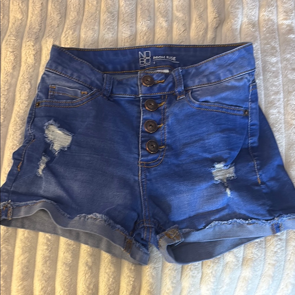 NOBO Blue Jean Shorts Distressed Style